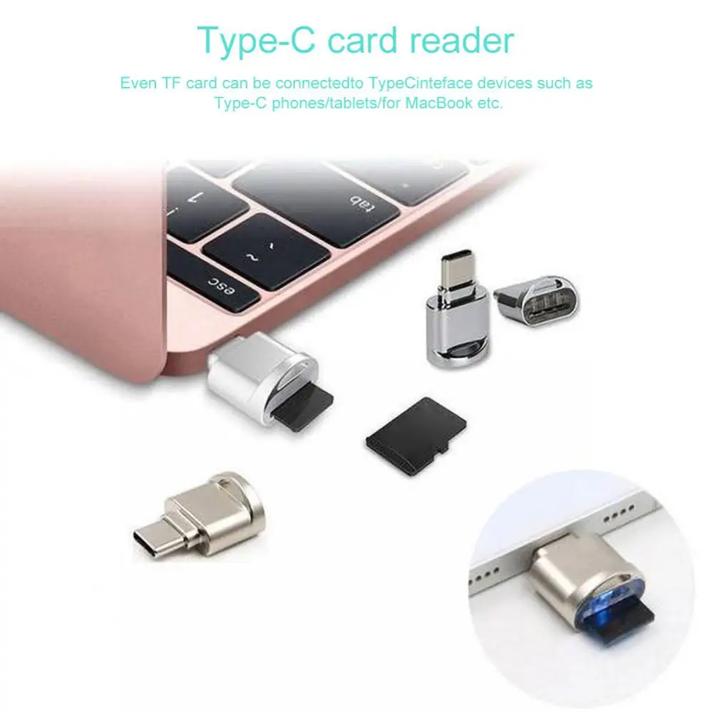 Мини Метален USB 3.1 Micro Secure Digital TF Memory Type-C Card Reader OTG Адаптер 3