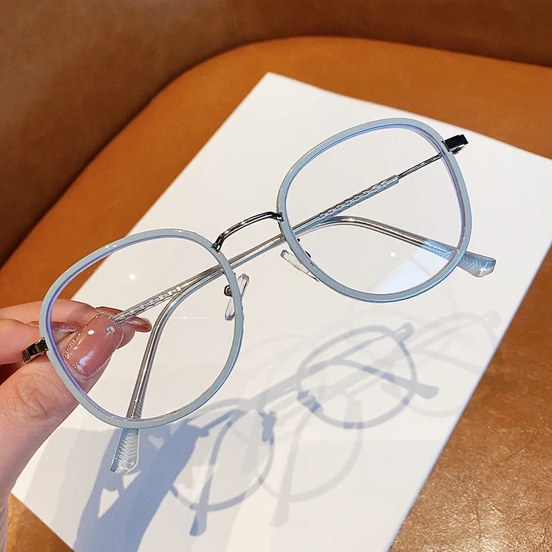 Модерен Анти-Сини Леки Очила В Рамки За Мъже И Жени, Метални Рамки За Очила, Реколта Оптични Очила, Черни Очила, Големи 0
