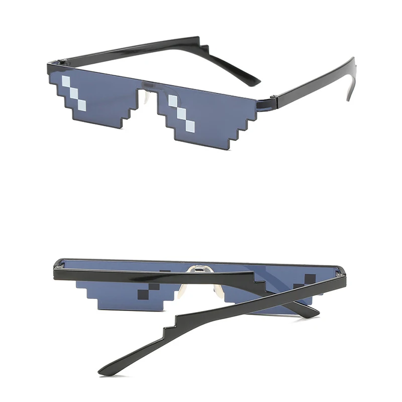 Модни 8 Битови Очила Thug Life с Мозайки, Кодирующие Пикселова Вечерни Забавни Vintage слънчеви Очила с Нюанси, Пикселизированные Мъжки и Дамски Слънчеви Очила 1
