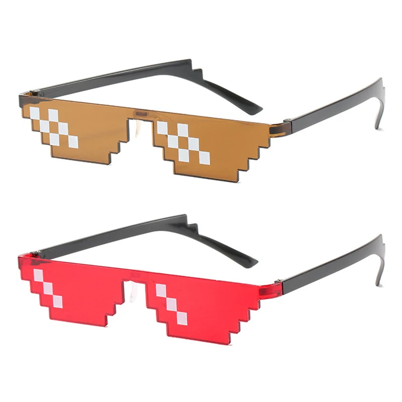 Модни 8 Битови Очила Thug Life с Мозайки, Кодирующие Пикселова Вечерни Забавни Vintage слънчеви Очила с Нюанси, Пикселизированные Мъжки и Дамски Слънчеви Очила 4