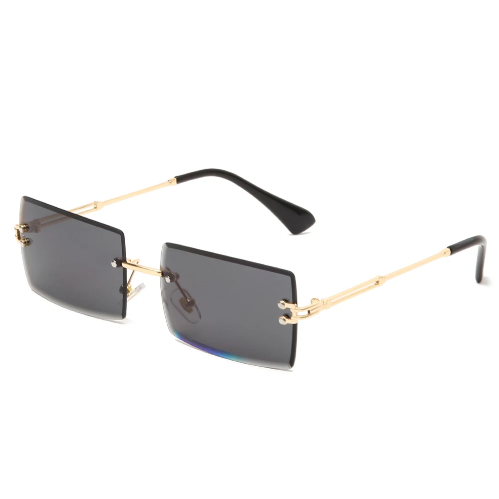 Модни Малки Правоъгълни Слънчеви Очила Дамски квадратни Слънчеви очила Без Рамки За Жени 2020 Летен Стил Дамски UV400 Прозрачни Сини Лещи 3