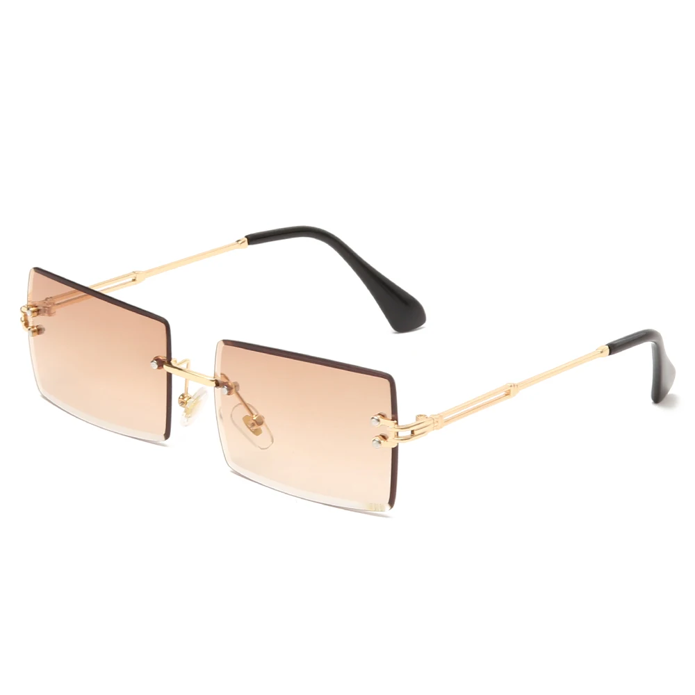 Модни Малки Правоъгълни Слънчеви Очила Дамски квадратни Слънчеви очила Без Рамки За Жени 2020 Летен Стил Дамски UV400 Прозрачни Сини Лещи 4