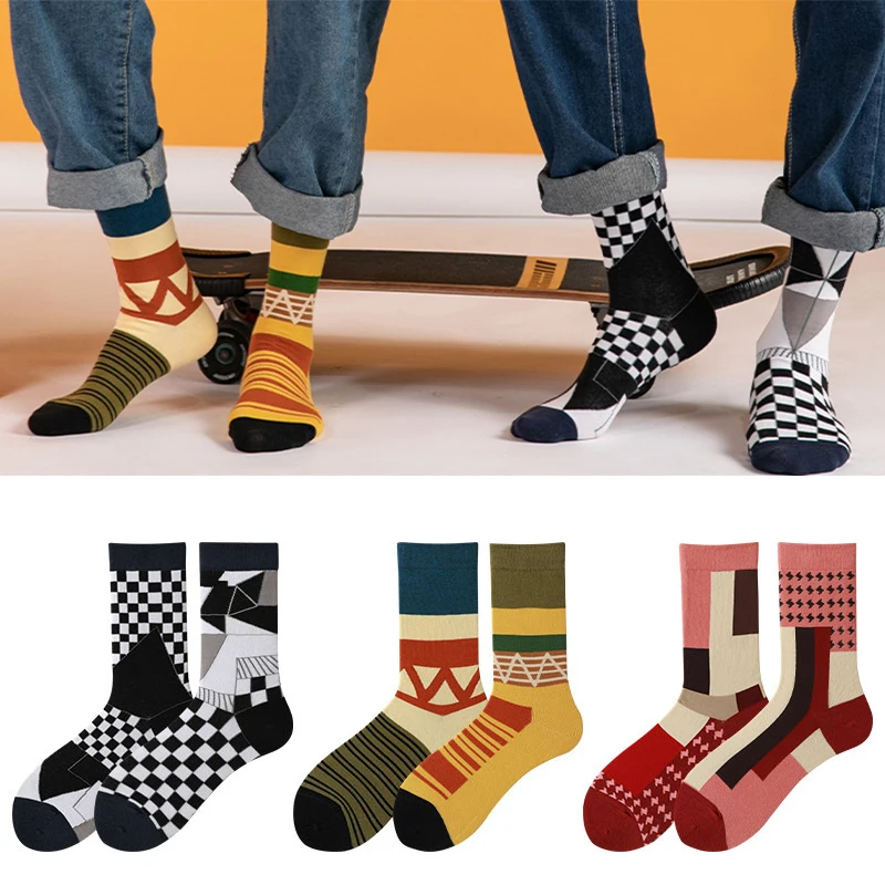 Модни Сдвоени Чорапи Дамски Есен-зима Японски Нередовни Креативни Модни Прости Нови Модни Чорапи в Епруветка 0
