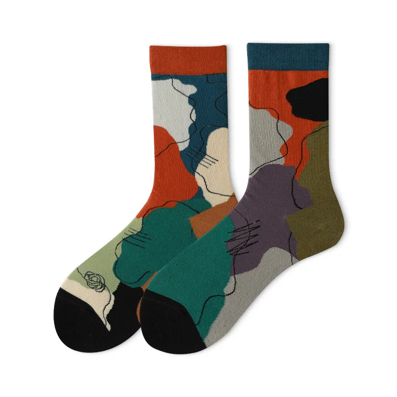 Модни Сдвоени Чорапи Дамски Есен-зима Японски Нередовни Креативни Модни Прости Нови Модни Чорапи в Епруветка 2