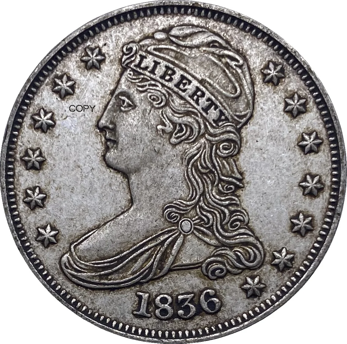Монети на Съединените Щати 1836 г. 50 цента Бюст с капак за Монети в полдоллара Сребърна копие от Мельхиоровым покритие Монета
