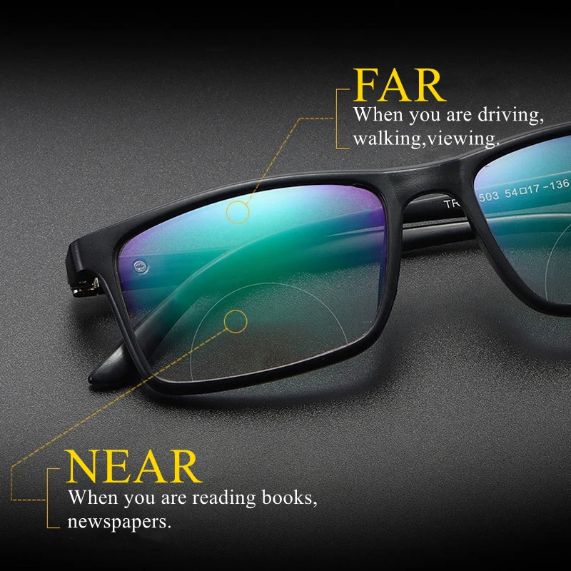 Мъже, Жени Бифокални Очила За четене Анти-синята Светлина на дълги разстояния в близост до Увеличаване на Пресбиопические Очила Квадратна Пълна рамка Диоптър + 100 Gafas 1