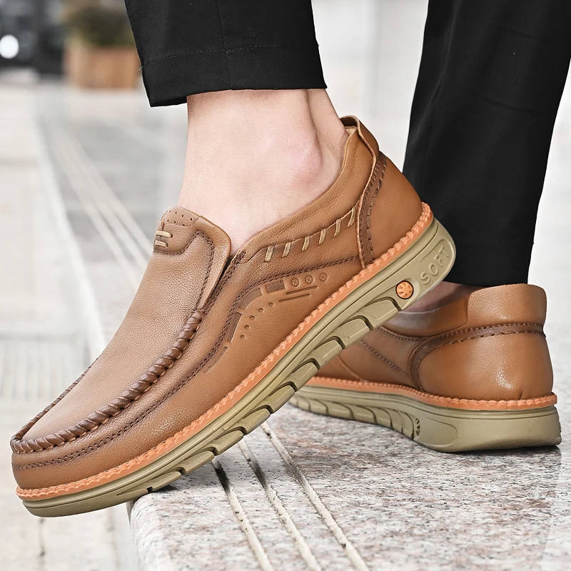 Мъжка лятна Мода лека мъжки обувки Laofers, Дишаща Ежедневни обувки в Бизнес стил, Универсална Тенденция Мъжки обувки От естествена Кожа 4