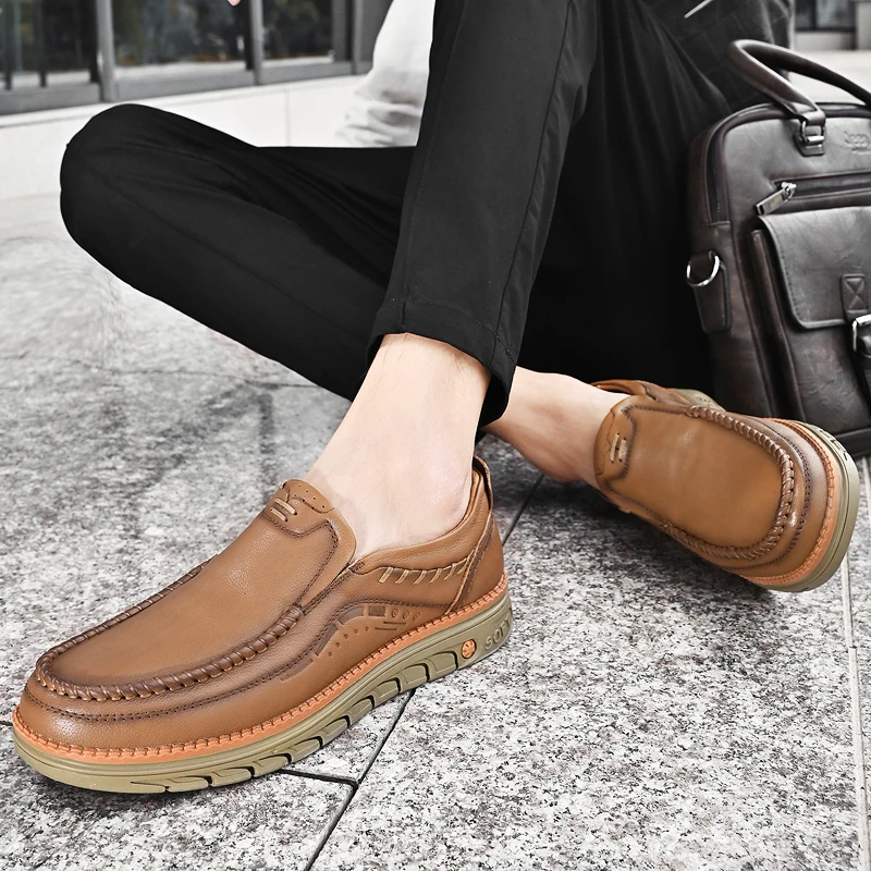 Мъжка лятна Мода лека мъжки обувки Laofers, Дишаща Ежедневни обувки в Бизнес стил, Универсална Тенденция Мъжки обувки От естествена Кожа 5