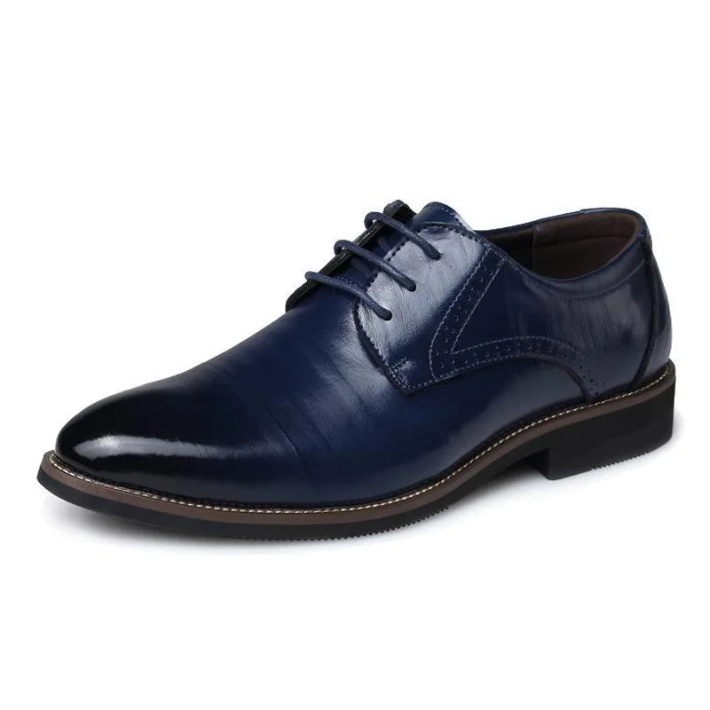 Мъжки бизнес Кожени обувки в британския стил, с остри пръсти, дантела, ежедневни Кожени обувки в стил ретро, мъжки обувки за Сватбен банкет, мъжки Дизайнерски обувки 5