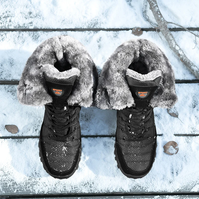 Мъжки Зимни Зимни Обувки, Много Лек Мъжки Туристически Обувки, Висококачествена Водоустойчива Кожа Високи Мъжки Обувки Големи Размери, Улични Маратонки 1