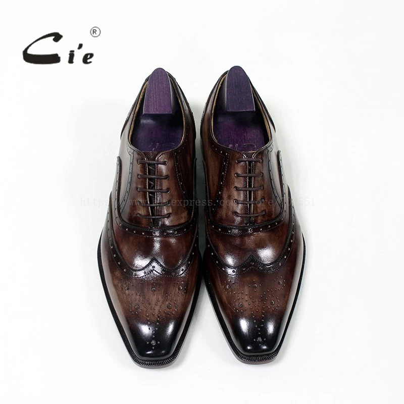 Мъжки Кожени обувки, ръчно изработени Cie с квадратни пръсти, дантела, Изработени по поръчка От Телешка кожа, Дишаща мъжки Оксфорд патина Тъмно кафяв цвят, OX-02-11 2