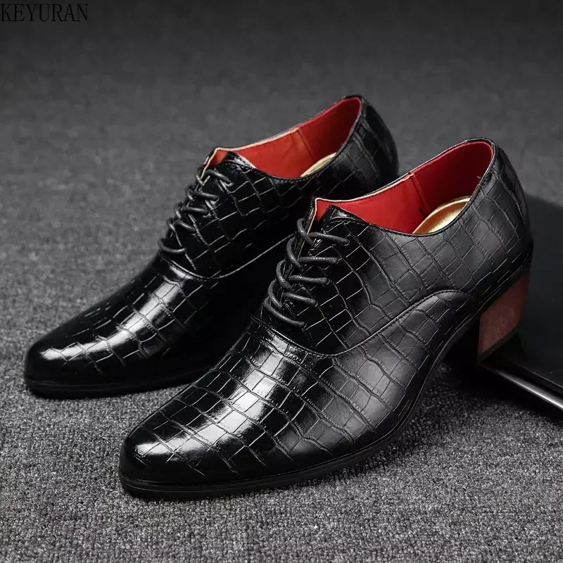 Мъжки обувки на токчета с крокодиловым модел, официални Кафяви мъжки модел обувки, Модни Мъжки Ежедневни кожени обувки Zapatos De Hombre 2022 1