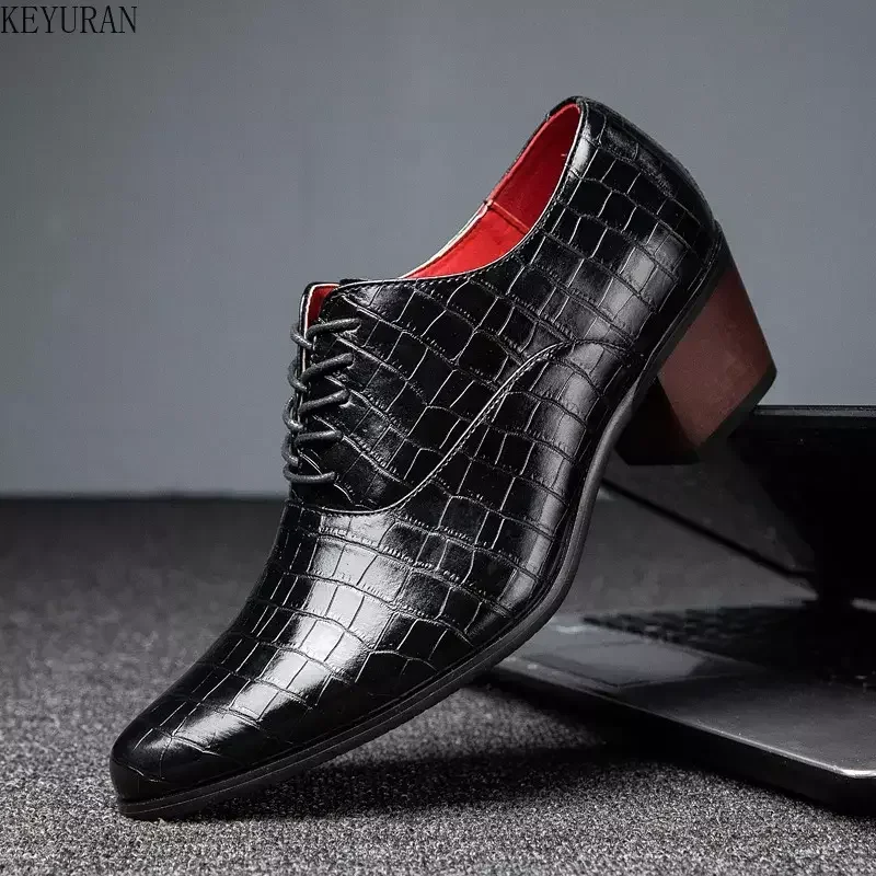 Мъжки обувки на токчета с крокодиловым модел, официални Кафяви мъжки модел обувки, Модни Мъжки Ежедневни кожени обувки Zapatos De Hombre 2022 2