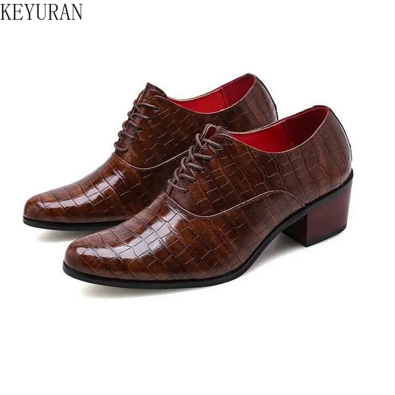 Мъжки обувки на токчета с крокодиловым модел, официални Кафяви мъжки модел обувки, Модни Мъжки Ежедневни кожени обувки Zapatos De Hombre 2022 5