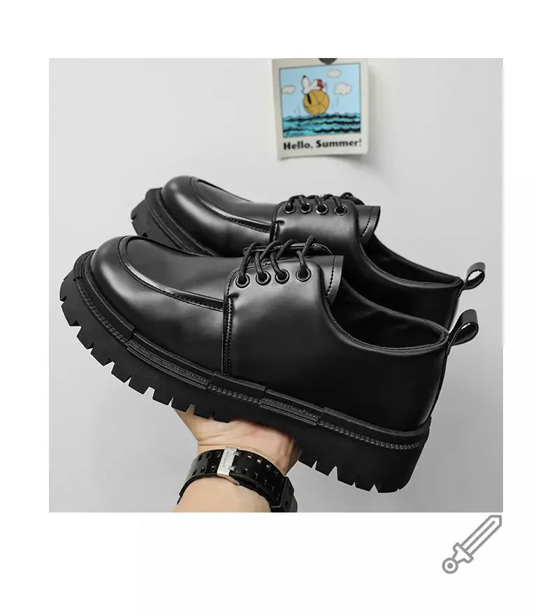 Мъжки пролет-есен Кожена ежедневни обувки на дебела Подметка, устойчива на плъзгане, Износостойкая, бизнес и ежедневни Кожени обувки в английски стил 1