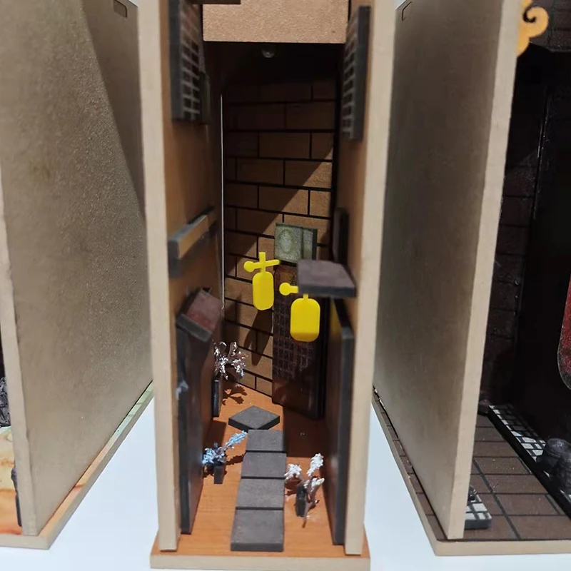 Направи си САМ Куклена Къща Миниатюрен Комплект Дървени Сам Книжен Ъгъл Куклена Къща Диорама 3D Пъзел Поставка За Книги Roombox Играчки, Декоративни Аксесоари Подаръци 4