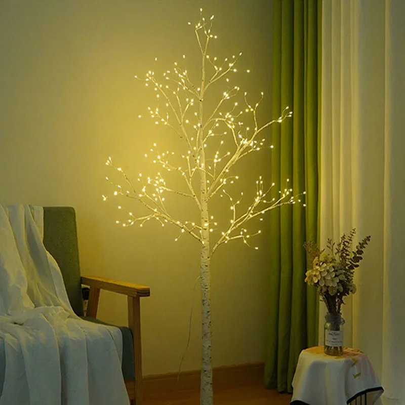 Начало Декор Бреза Дърво LED Лампа В Помещението 1,5 м Светещ Бяло Дърво, Декорация на Празничното Осветление Украса Вечерни Коледни Светлини 3