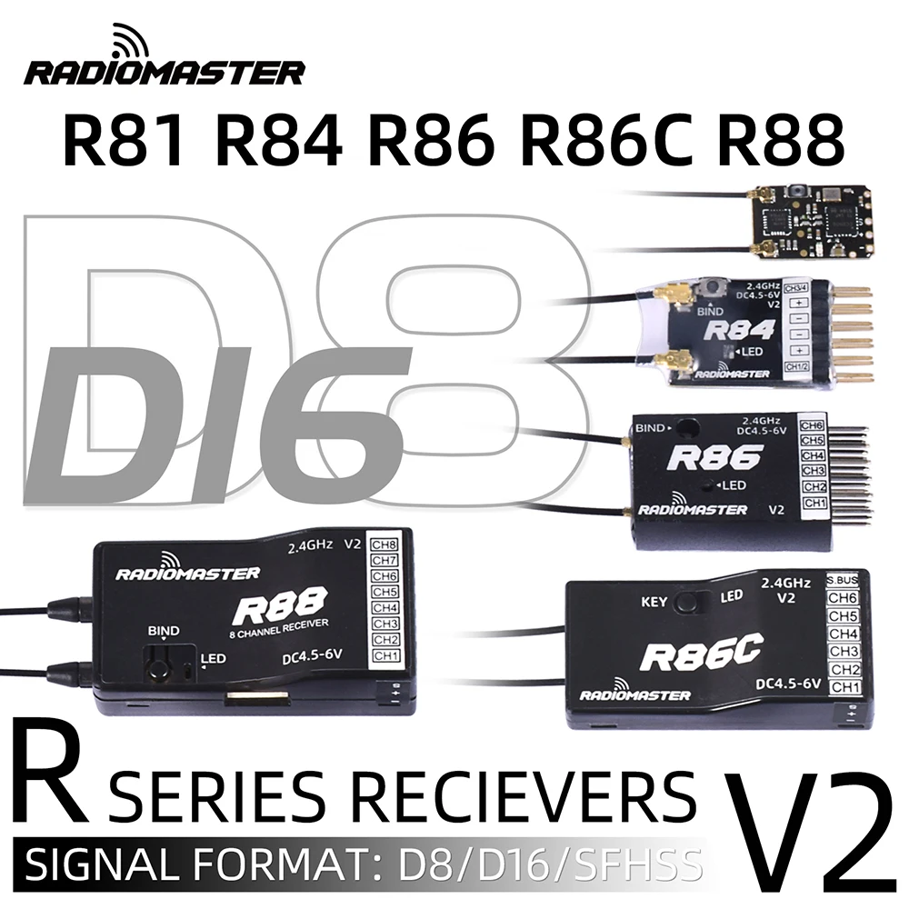 Нов RadioMaster R81 R84 R86 R86C R88 R161 R168 2,4 Ghz повече от 1 км SBUS Нано Приемник Съвместим FrSky D8 TX16S Подкрепа за Връщане на RSSI 1