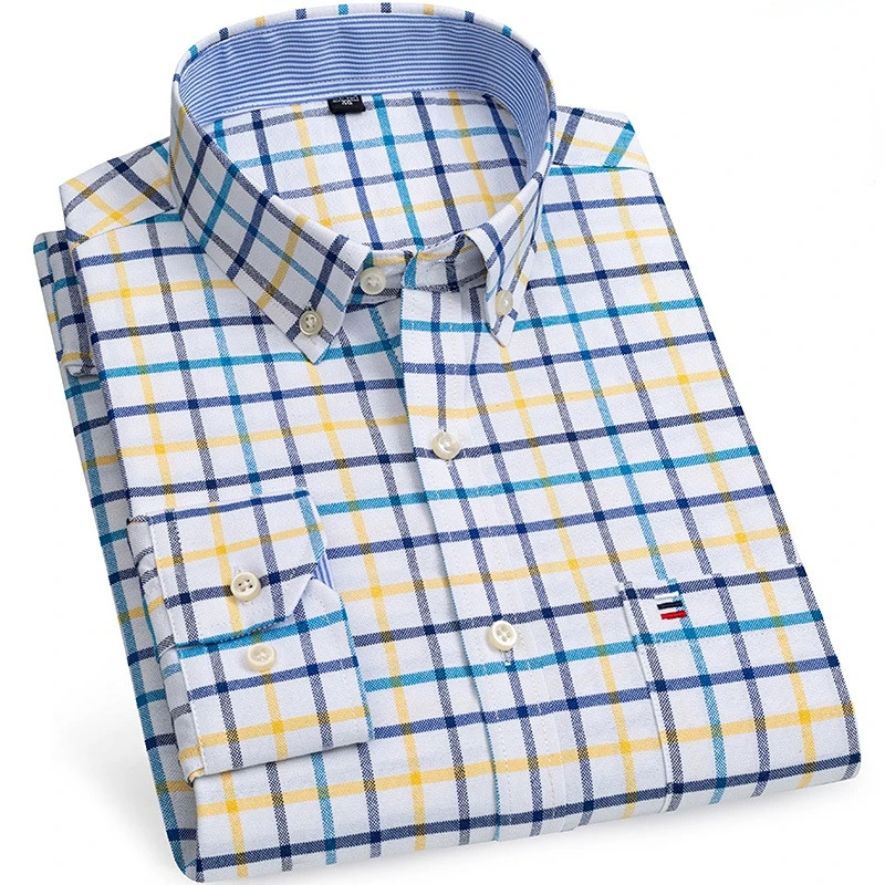 Нов Плюс Размери от S До 7XL За Мъже С Дълъг Ръкав 100% Памук Оксфорд Меки Удобни Regular Fit Качеството на Летните Бизнес Мъжки Ежедневни Ризи