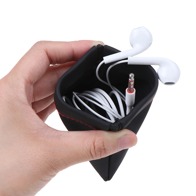 Нов Черен Мини Твърд Калъф За Слушалки Преносим Калъф За Слушалки, кутия От Изкуствена Кожа Чанта За Съхранение на Слушалки Защитен USB Кабел Органайзер 1