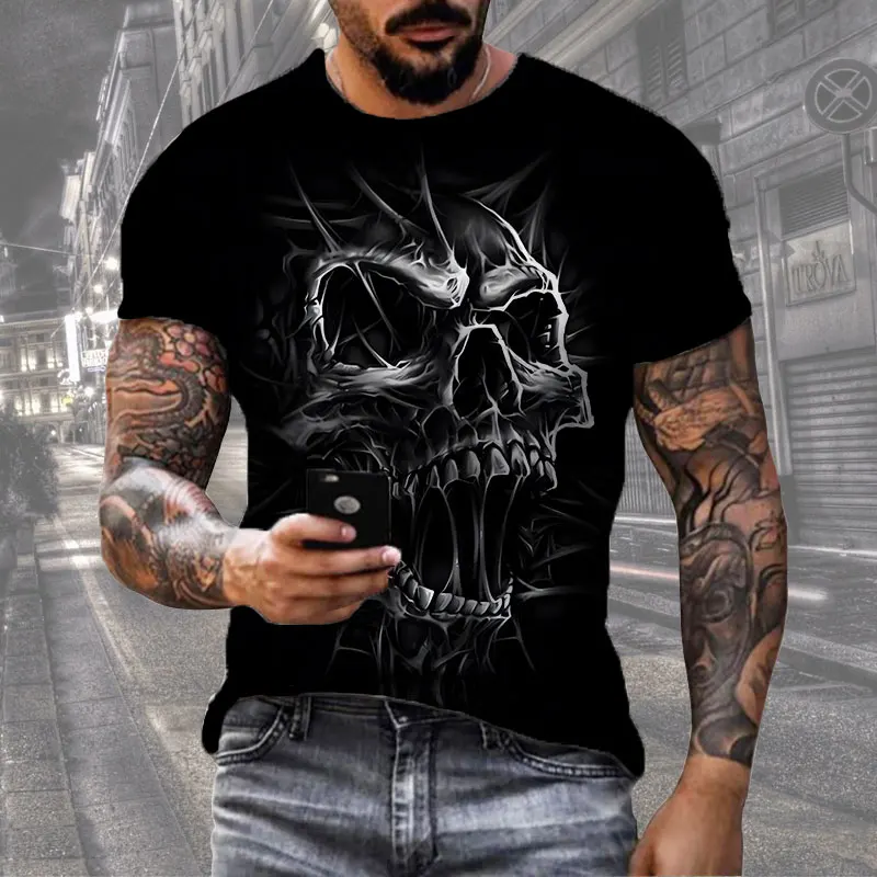Новата серия на Ужасите Череп Глава 2022 Брандираната Мъжки дрехи с 3D принтом Тениска с кръгло деколте Хладно за една Вълнуваща Тема