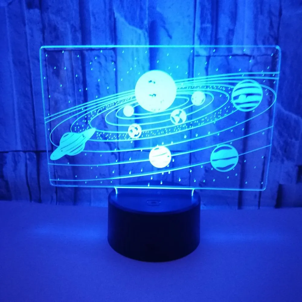 Новата Слънчева Система 3D Оптична Илюзия Лампа Вселената Космическа Galaxy лека нощ за Деца, Момчета, Момичета, Като за Рожден Ден Празничен Подарък 4