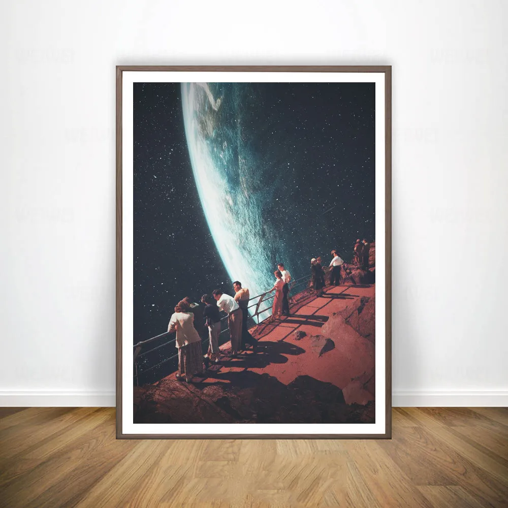 Нощното Небе Артистични Щампи Земята Платно Плакати Сюрреализъм Galaxy Космос Луната Платно Картина Плуване Космически Стенни Картини Декор 1