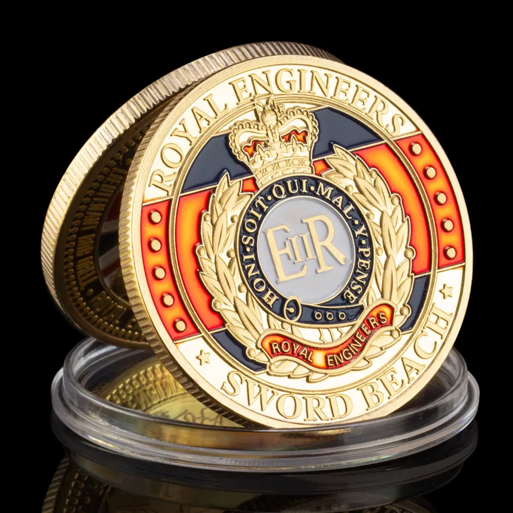 Обединената Киндом Кралските Инженери Нормандский Десантен Меч Плажната Сувенирни Монети Златна Възпоменателна Монета