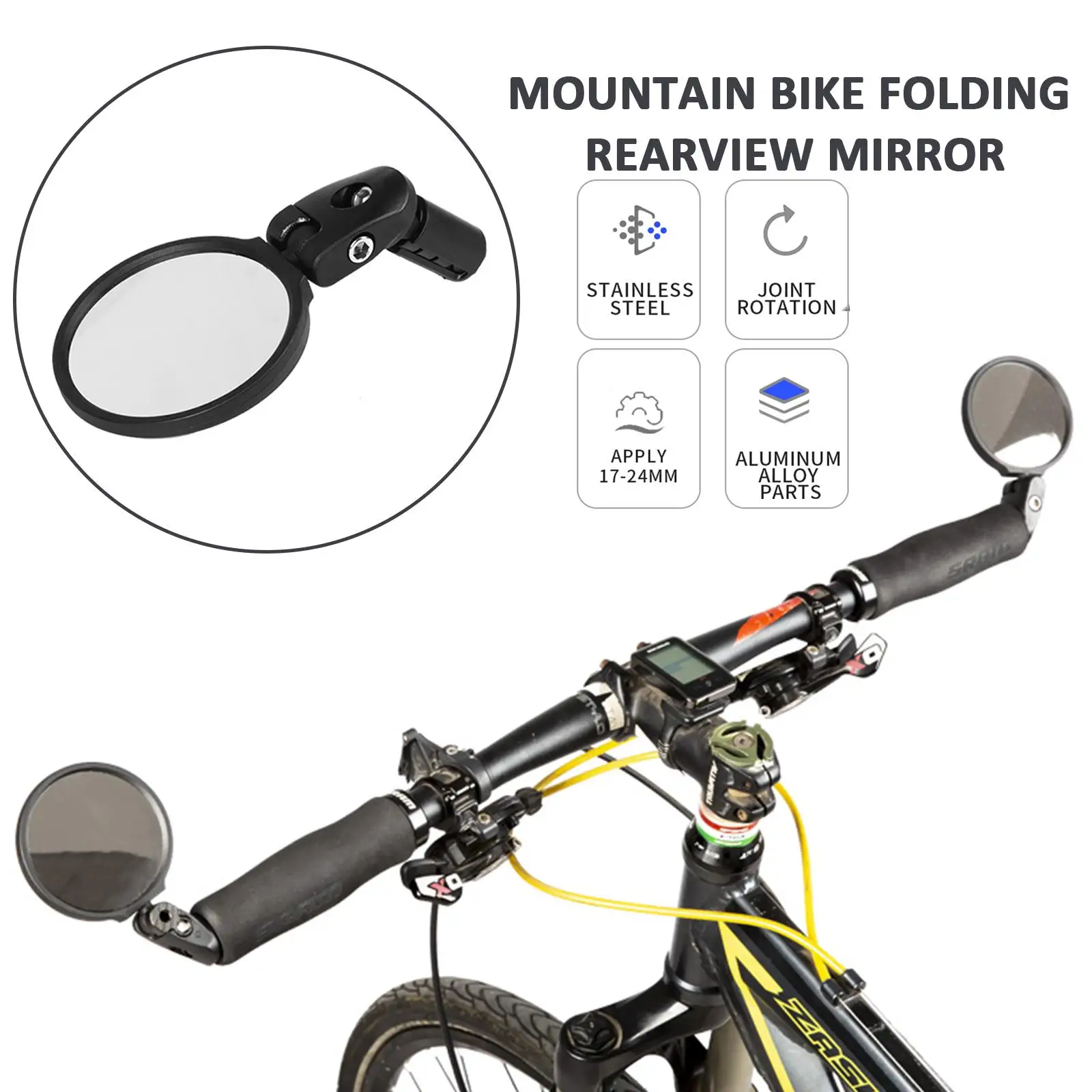 Огледало За Планински Шоссейного Велосипед HD Складное Кормило Огледало за Обратно виждане Лост За Планински Велосипед Куполна Огледало за Обратно виждане Бар Край 3
