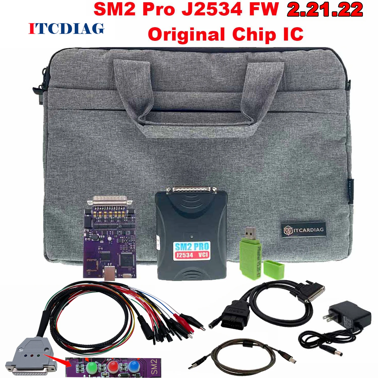 Оригинален Пълен с чип SM2 Pro J2534 VCI V2.21.22 Програмист ECU Четене на Запис Поддръжка на ECU Контролна Схема распиновки 67 В 1 PCM 1,20 0