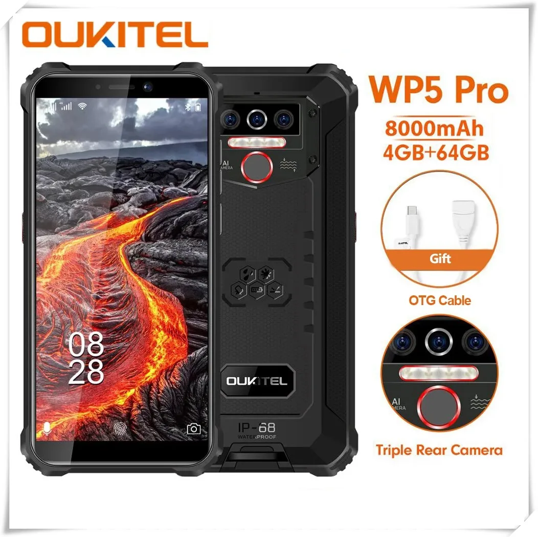 Оригинален смартфон OUKITEL WP5 Pro IP68 4 GB 64 GB 8000 ма от 5.5 
