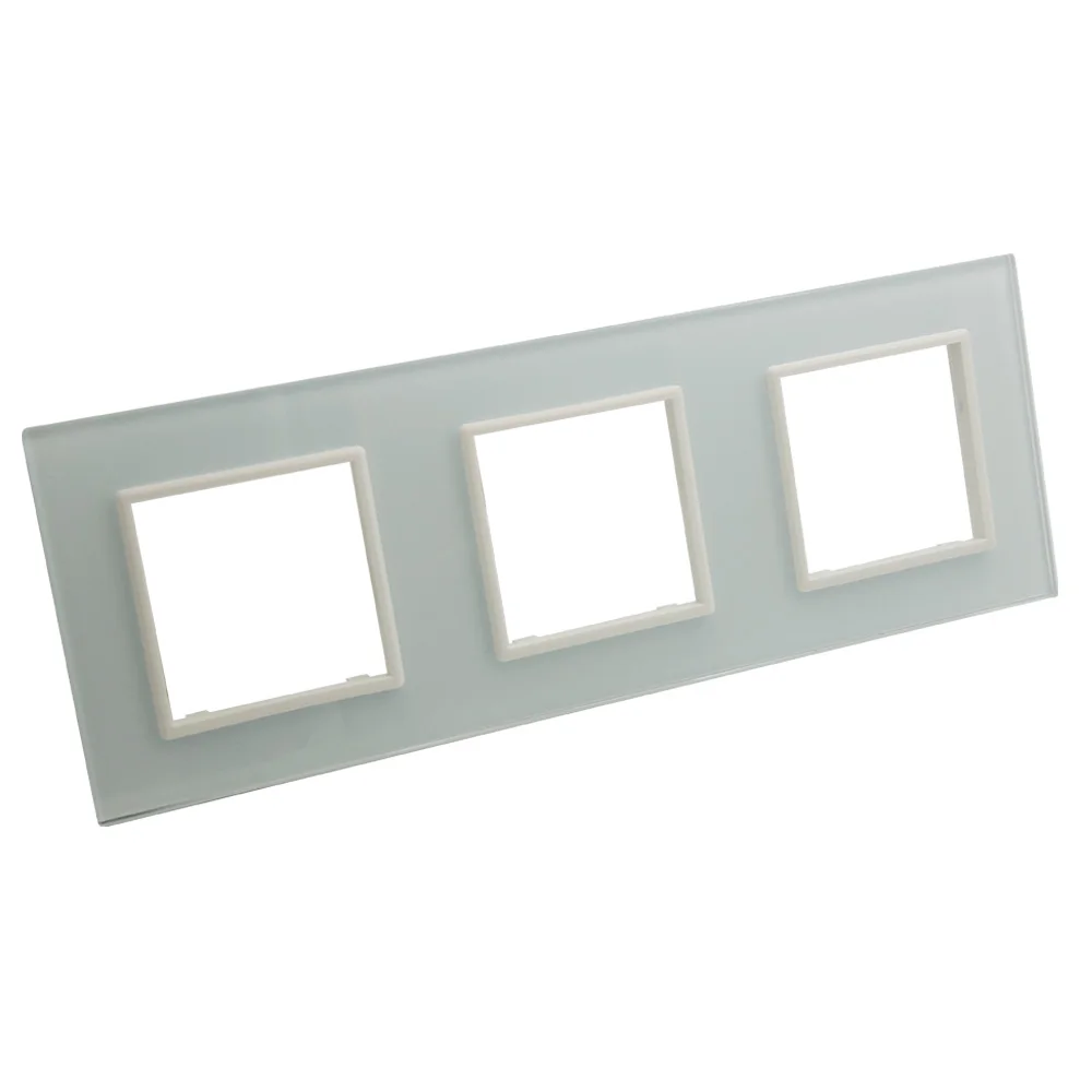 Предна панел в бял цвят стандарт на ЕС 3 Банди кристал стъкло Предна панел за Контакт стенен Прекъсвач 0