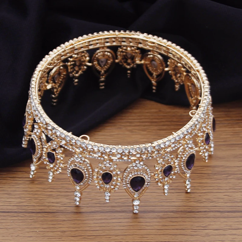 Прекрасна Crystal Royal Queen Сватбена Украса На Короната За Коса Злато/Сребро Цвят Сватбени Диадеми Кръг Кръг На Булката Диадема Аксесоар 1