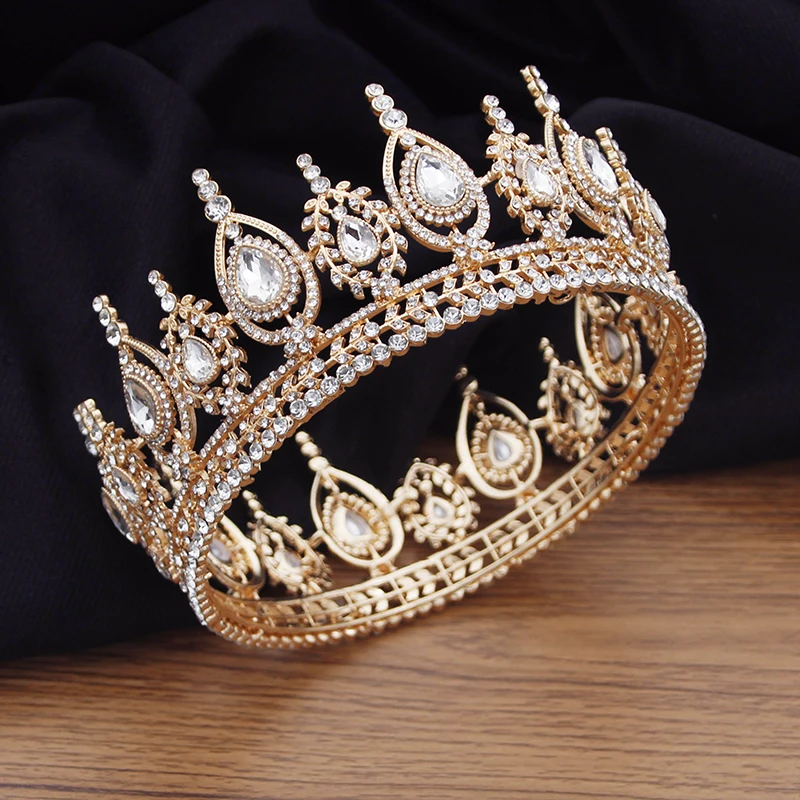 Прекрасна Crystal Royal Queen Сватбена Украса На Короната За Коса Злато/Сребро Цвят Сватбени Диадеми Кръг Кръг На Булката Диадема Аксесоар 3