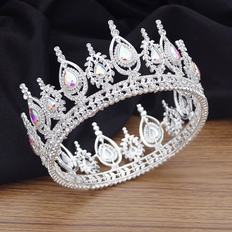 Прекрасна Crystal Royal Queen Сватбена Украса На Короната За Коса Злато/Сребро Цвят Сватбени Диадеми Кръг Кръг На Булката Диадема Аксесоар 4