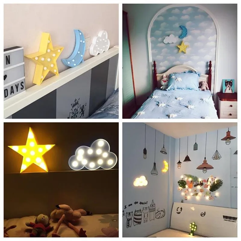 Прекрасно Облакът, Звездата, Луната, Led 3D Лампа, нощна светлина, Детски Подарък, Играчка За Малки Деца, Спалня, Лампа, Декорация, Вътрешно Осветление 3