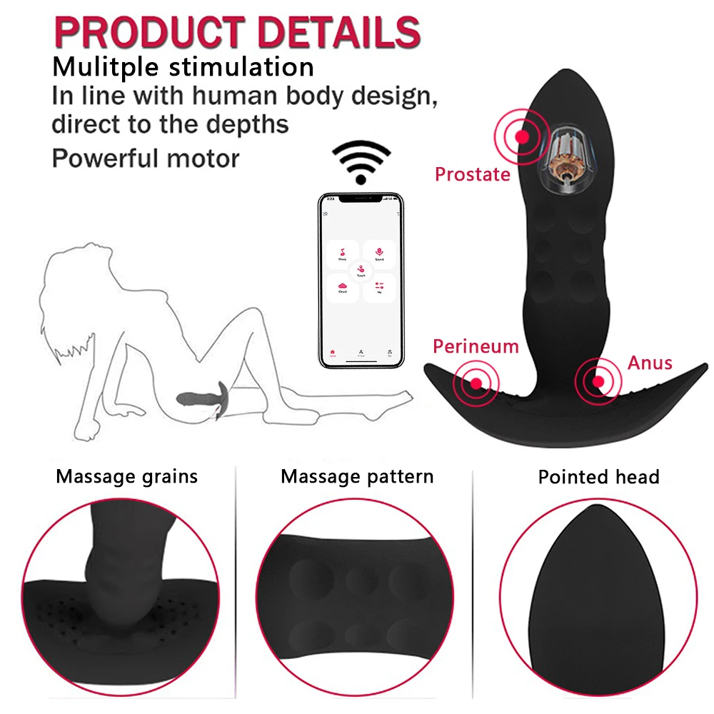 Приложение Bluetooth Управление на Телескопична Анален Анален Накрайник Вибратор за Мъже Масажор на Простатата, Влагалището Вибратор За Жени, Секс играчки за Мъже Гейове 5
