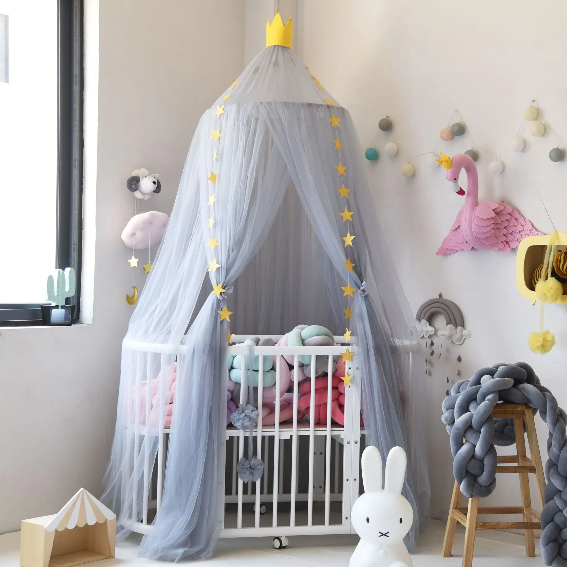 Принцеса Детска Палатка Бебешко Легло Подвесная Mosquito Net Купола На Легло С Балдахин Завесата На Душ Завеса Кръгла Кошче Окото Палатка Декор На Детска Стая