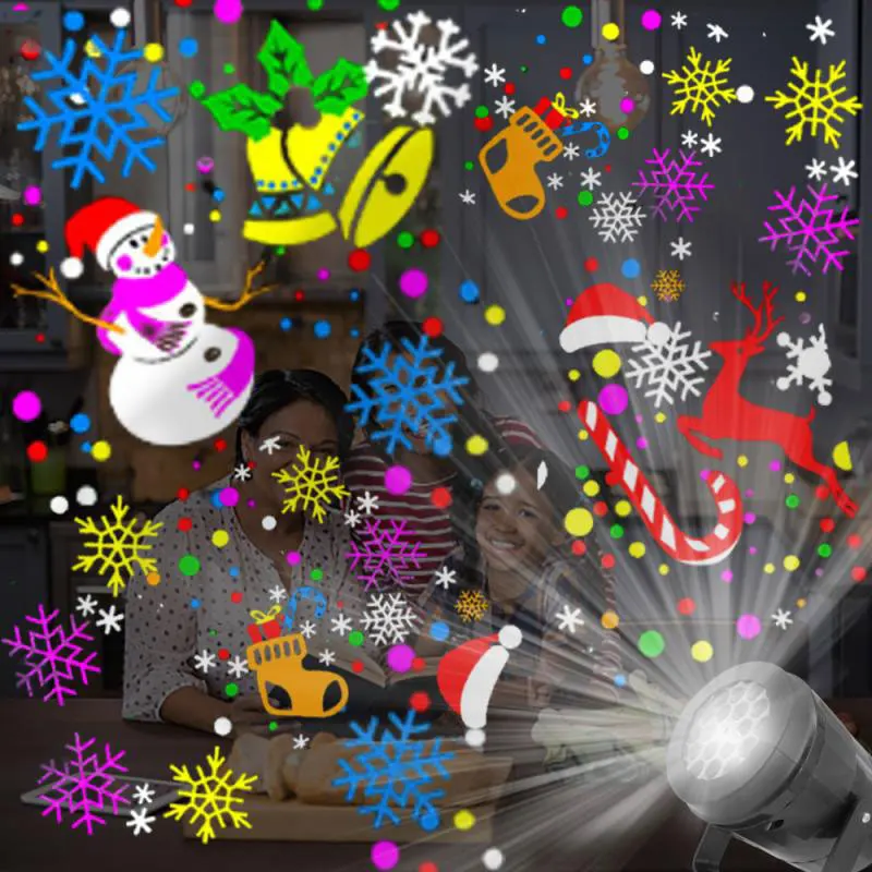 Прожектор Осветява Снежинка Коледно Парти Лазерен Led Сценичното Светлина Въртящи Коледен Модел Външно Празнично Осветление, Градински Интериор 1