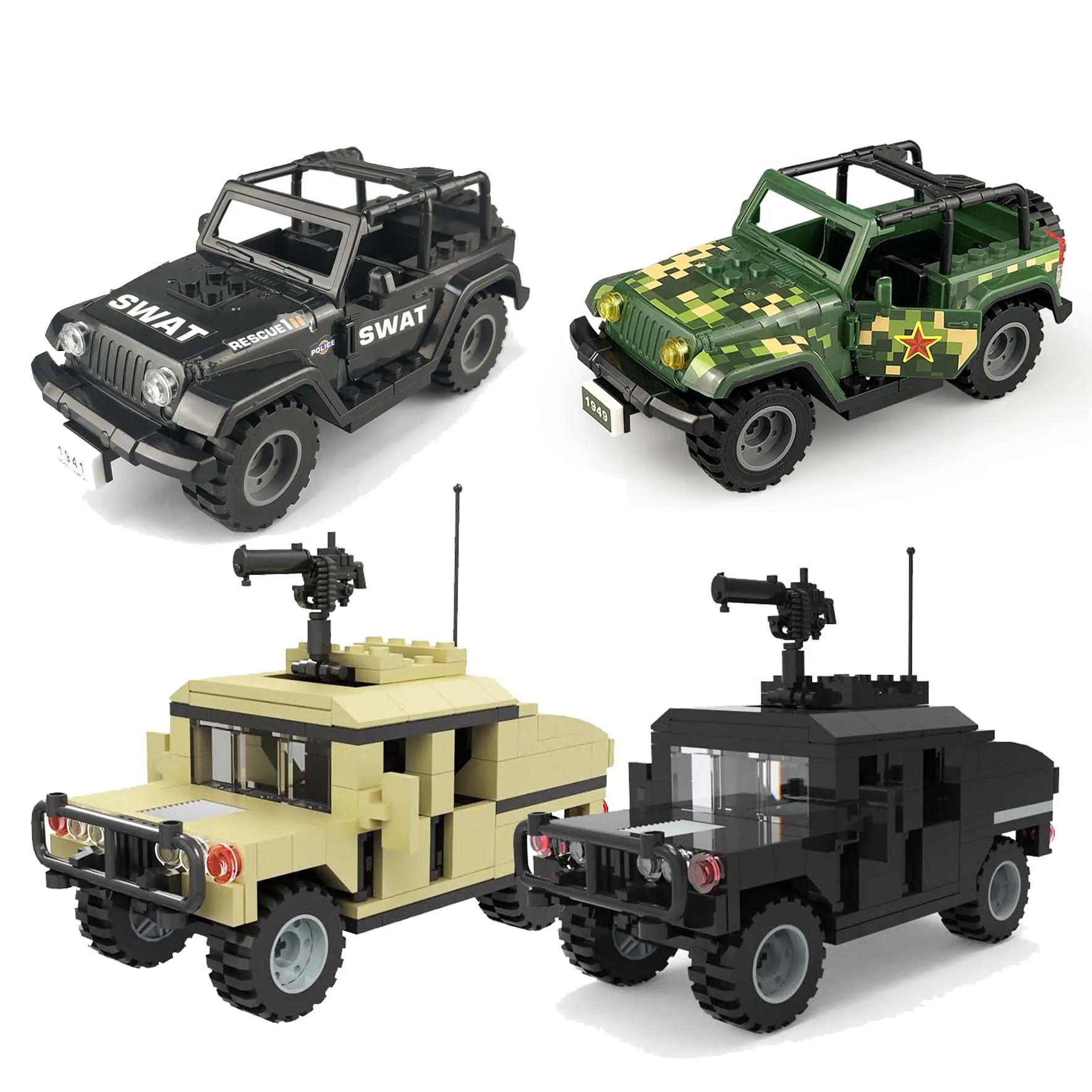 Просвета Градивен елемент на Град SpeciaI Полицай от Специалните сили Екип Jeep MOC Развитие Тухлена Играчка, Подарък за Момче-Без Кутия