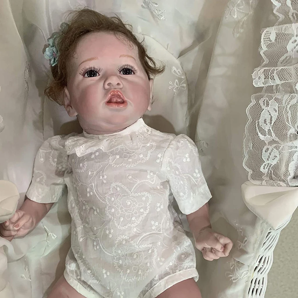 Реалистични Кукли Saskia Reborn Baby за Момиче със Сиви Очи, Новородени за Кукли, Меки, Напълно Силикон, за Тялото, Реалистични, Грижовен Кукли 4