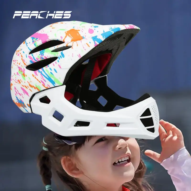 Регулируеми Детски Велосипеди Шлем за цялото лице Подвижна многоцелеви Каска МТБ Пътни Планински Велосипедни Каски Кормило Екипировка 0