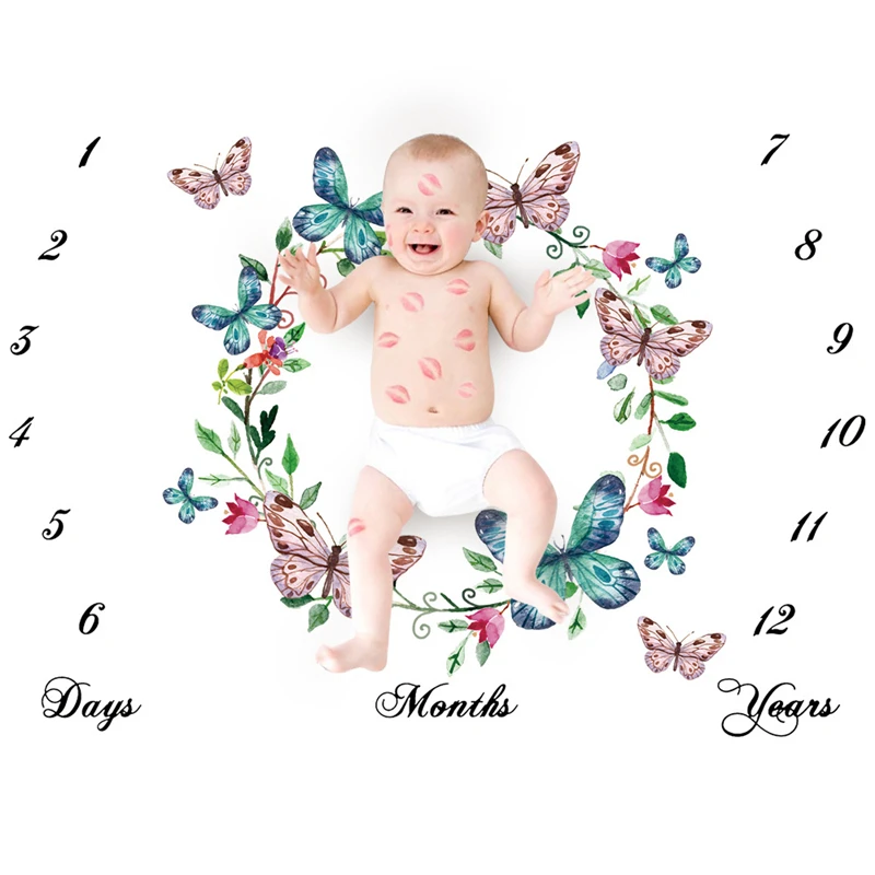 Ръст На Новороденото Бебе Месечна Крайъгълен Камък Одеяло Манта Игри Мат Календар Лък За Коса-Аксесоари За Фотография 3