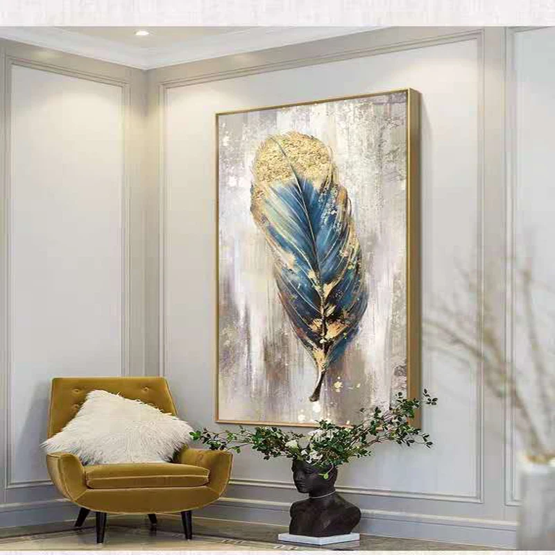 Ръчно Рисувани Високо Качество на Съвременната Абстрактна Живопис с маслени Бои Стенно Изкуство Платно Картина Златно перо за Всекидневна Декор на стените на Хотела 2