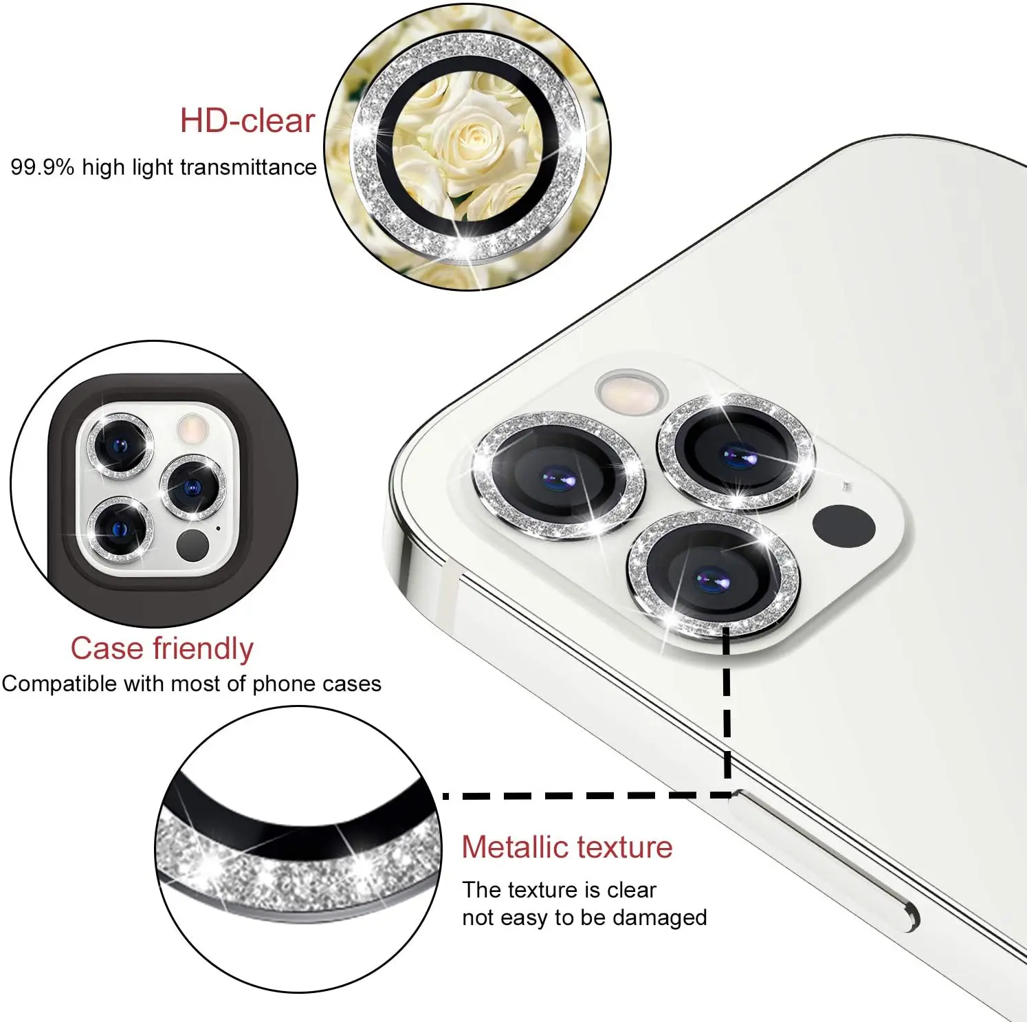Само 1 Бр Лъскава Метална Защитно фолио за обектива на камерата с закалено стъкло За iPhone 13 Pro Max 12 Pro Max 11 Pro Max 1