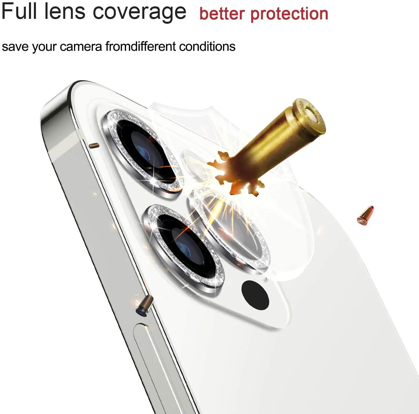 Само 1 Бр Лъскава Метална Защитно фолио за обектива на камерата с закалено стъкло За iPhone 13 Pro Max 12 Pro Max 11 Pro Max 2