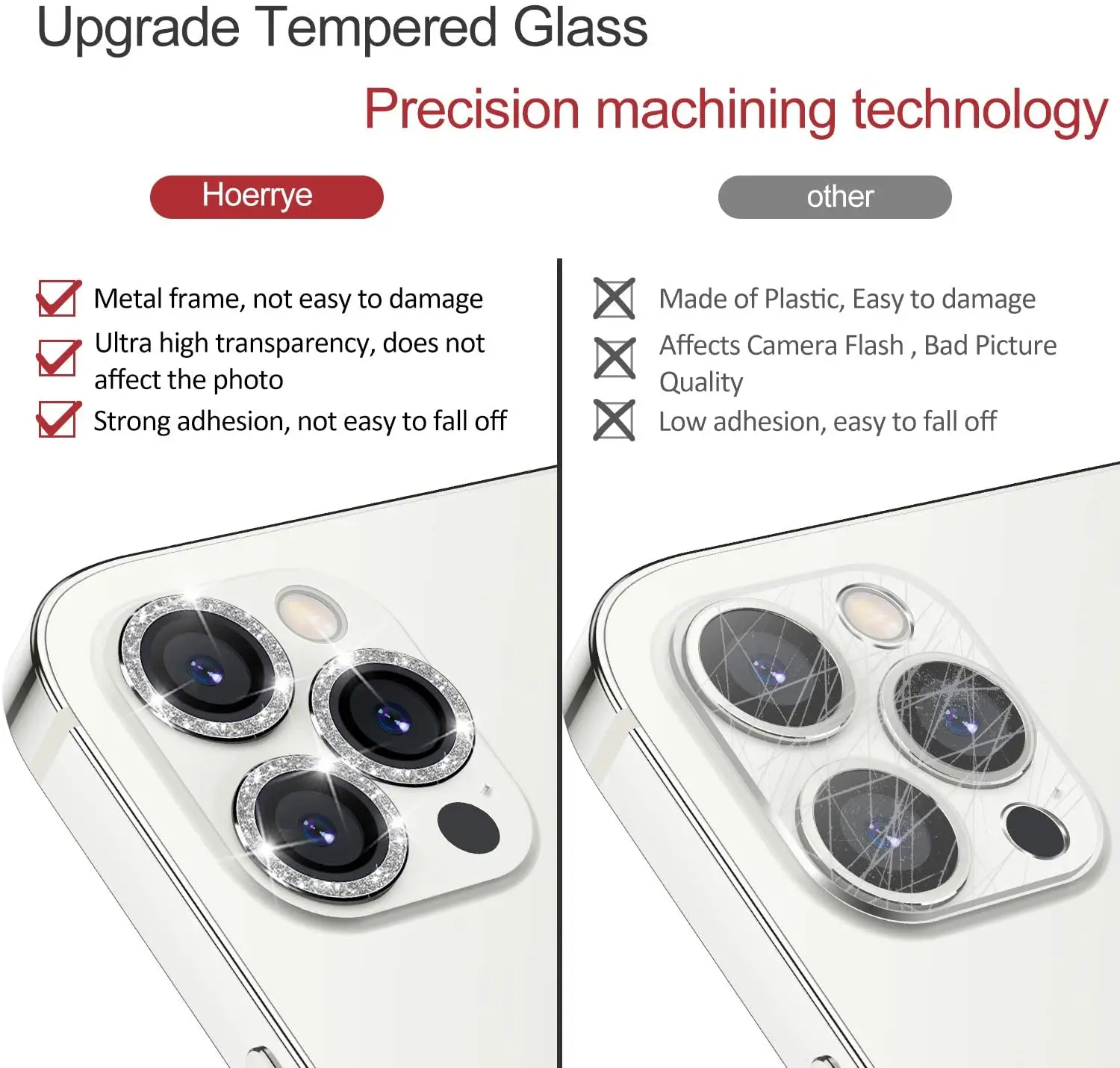 Само 1 Бр Лъскава Метална Защитно фолио за обектива на камерата с закалено стъкло За iPhone 13 Pro Max 12 Pro Max 11 Pro Max 3