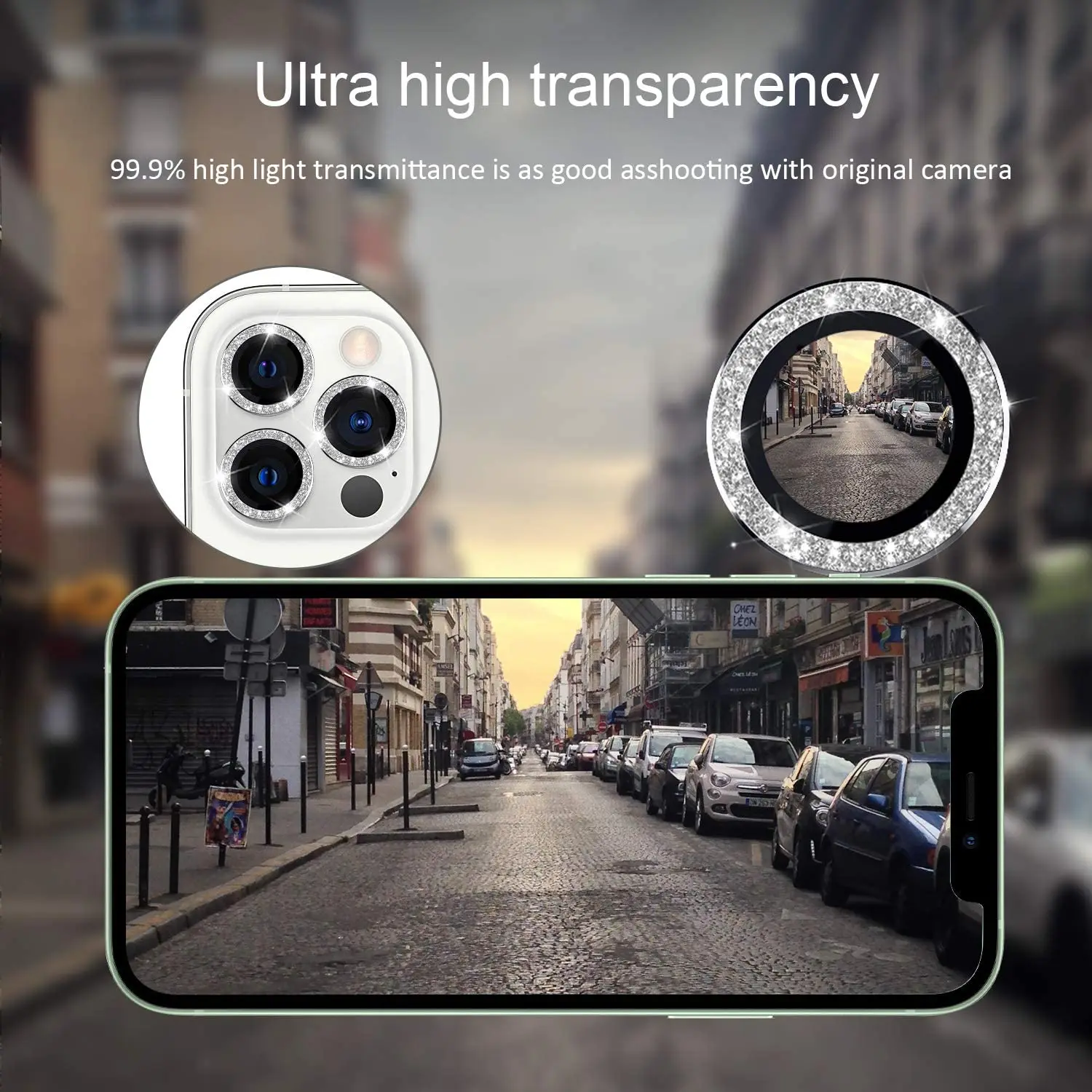 Само 1 Бр Лъскава Метална Защитно фолио за обектива на камерата с закалено стъкло За iPhone 13 Pro Max 12 Pro Max 11 Pro Max 4