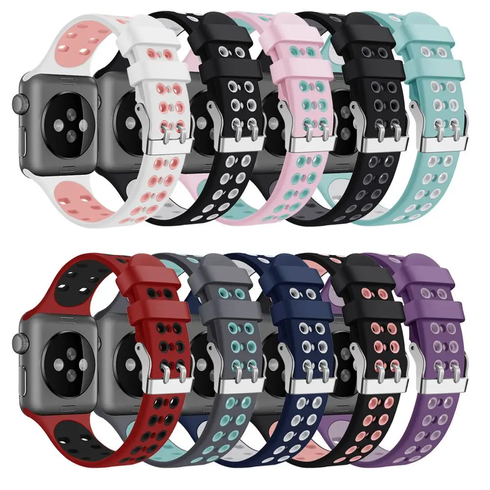 Силиконов Спортен каишка за Apple Watch 5 4 3 2 1 42 мм, 38 мм, гумени въжета за Nike + Iwatch 5 4 3 40 мм 44 мм