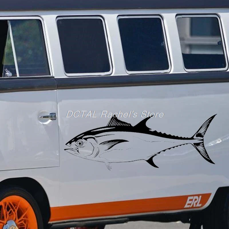 Синята риба Тон Риба Колата Стикер Риба Стикер Лодка Яхта Вратата Прозорец Багажник за Каска за Volkswagen VW интериор 1
